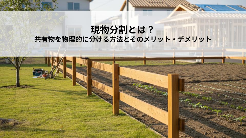 現物分割とは？共有物を物理的に分ける方法とそのメリット・デメリット